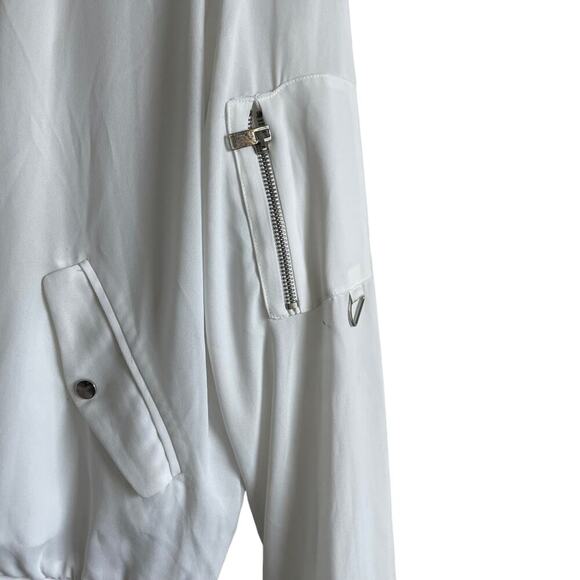 Y2K Zara Women Bomber Jacket XS White Retro Streetwear Satiny Fairycore Academia - Picture 10 of 13
